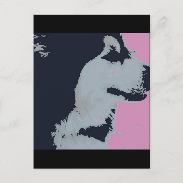 Malamute Hund Pop Art Vykort (Framsida)
