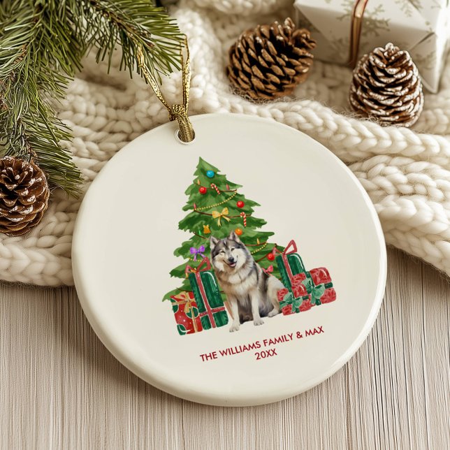 Malamute Hundfamilj Jul Julgransprydnad Keramik (Skapare uppladdad)