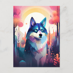 Malamute Husky Modern Abstrakt Hund Painting Art Vykort