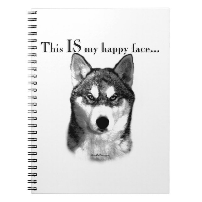 Malamute Lycklig Ansikte Anteckningsbok Med Spiral (Framsidan)
