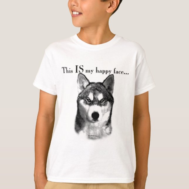 Malamute Lycklig Ansikte Tee Shirt (Framsida)