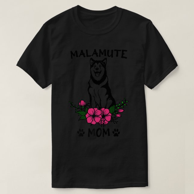 Malamute Mamma Mor Cute Vår Blommigt Flower  T Shirt (Design framsida)