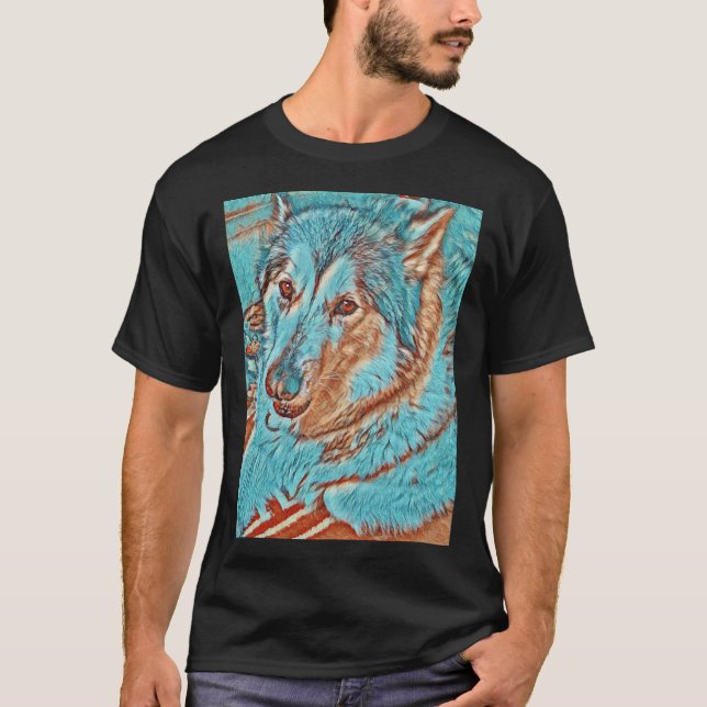 Malamute Snö Hund Husky Varg T Shirt (Framsida)