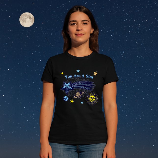 Målande stjärna Celestial Art Bekräftelse Mall T Shirt (Skapare uppladdad)
