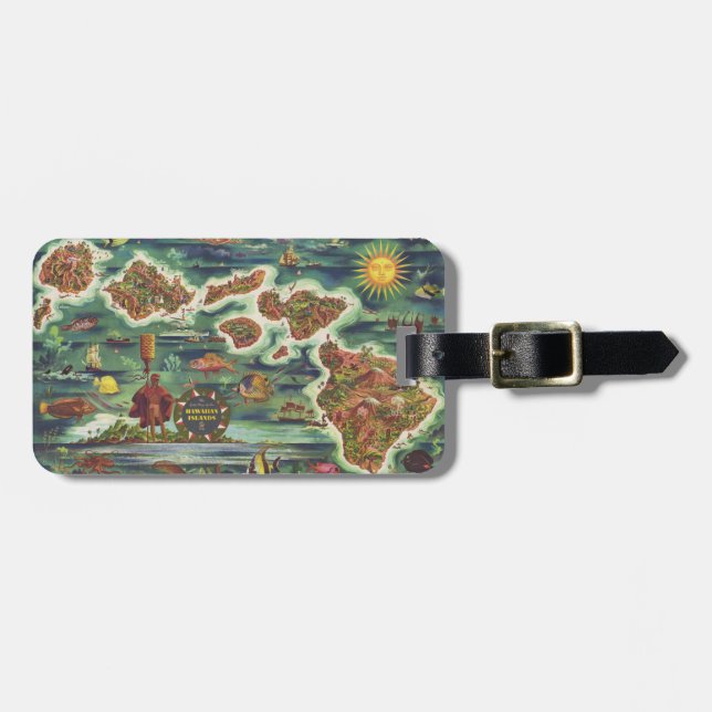 Målar den Dole kartan 1950 av Hawaii Joseph Feher Bagagebricka (Horisontell Framsida)