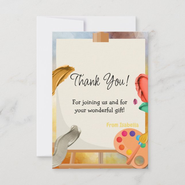 Målar födelsedag tack kort (Framsida)