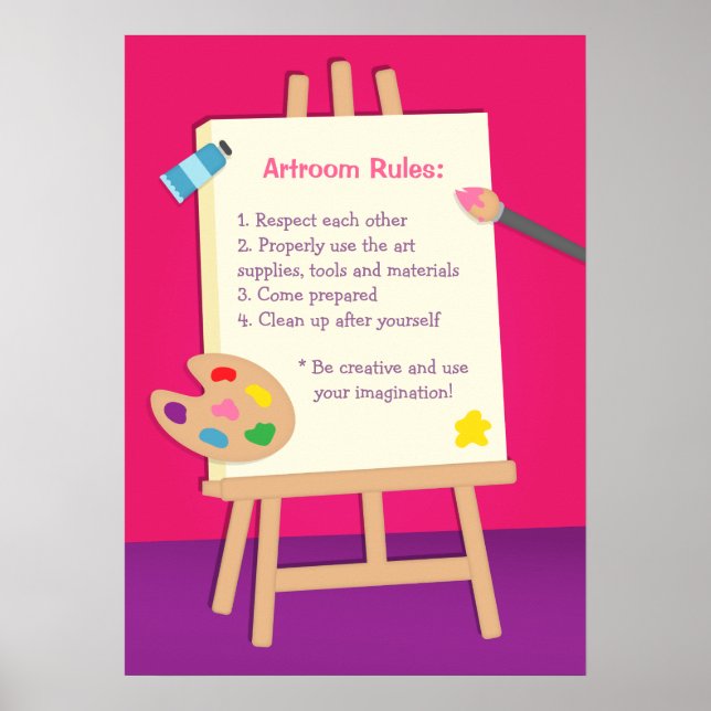Målar Kids Konst Rum Klassregler Poster (Framsidan)