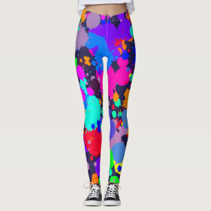 Målar ljust färgrikt för neon splatterdamasker leggings