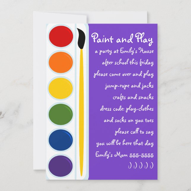 Målar och borstar inbjudningar (Framsida)