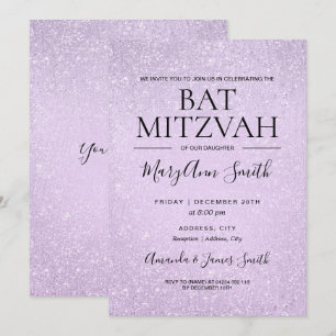 Målar purpurfärgat bat mitzvah Fauxglitter för Inbjudningar