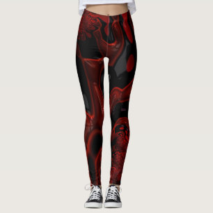 Målar rött och svart tjockt för våt Look Leggings