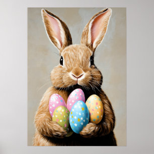Målarägg för glad påsk Porträtt Poster