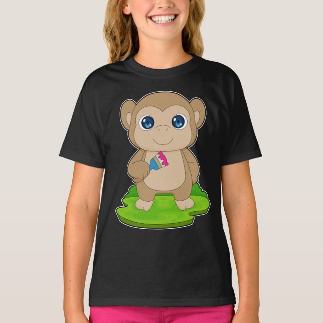 Målarapa Målarpensel Målar T Shirt (Framsida)