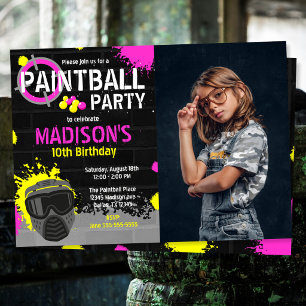 Målarballfest Födelsedagsinbjudan med Foto Inbjudningar