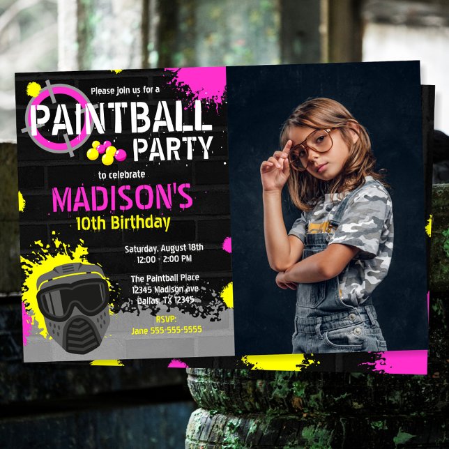 Målarballfest Födelsedagsinbjudan med Foto Inbjudningar (Skapare uppladdad)