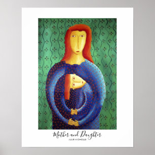 Målarbild av mamma och dotter poster
