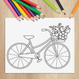 Målarbild - cykel med blomsterkorg stämpel