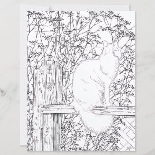 Målarbild - Katt på staket