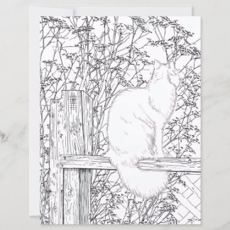 Målarbild - Katt på staket