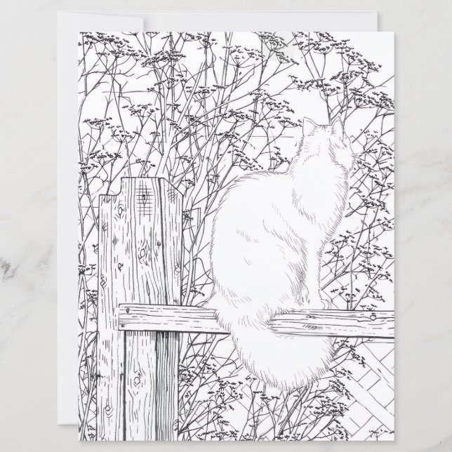 Målarbild - Katt på staket (Framsida)