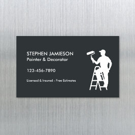 Målare & Dekoratör Målningsservice Grått Vitt Magnetiska Visitkort