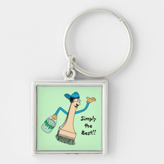 Målare kvadrerar den högvärdiga Keychain mallen Fyrkantig Silverfärgad Nyckelring (Framsidan)