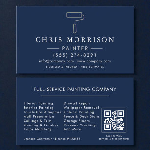 Målare Navy Blue Silver QR-kod Visitkort