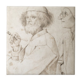 Målare och Connoisseur av Pieter Bruegel Kakelplatta