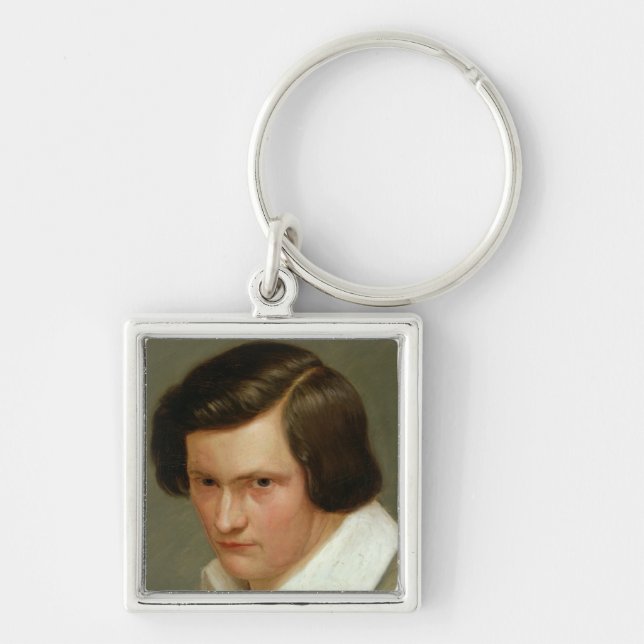 Målare Otto Speckter, c.1831 Fyrkantig Silverfärgad Nyckelring (Framsidan)