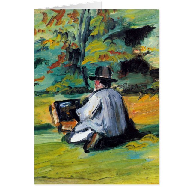Målare på jobbet av Paul Cezanne, Vintage finkonst Hälsningskort (Framsidan)