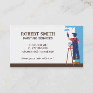 Målare på stege Målar affärs kort