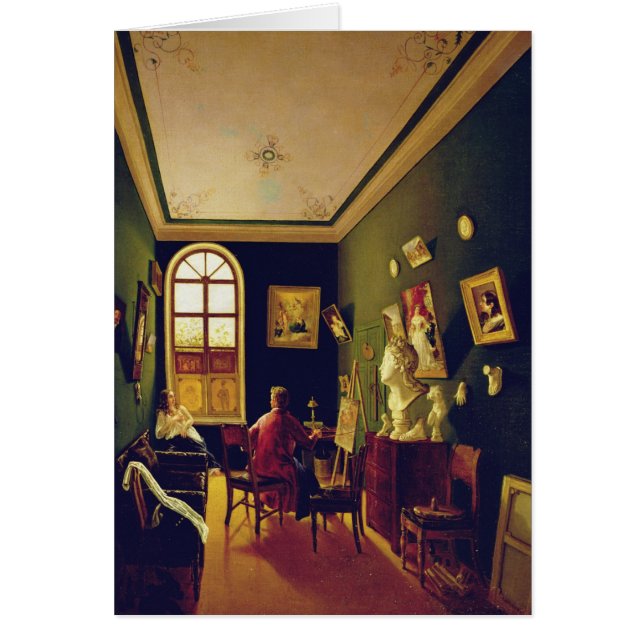 Målare studio, 1843 hälsningskort (Framsidan)
