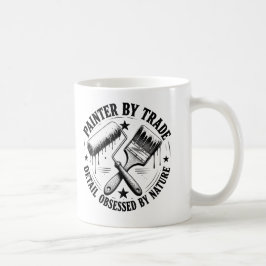 Målare till yrket, detaljfixerad av naturen kaffemugg