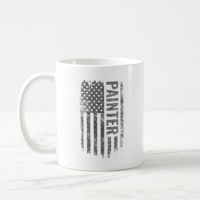 Målare USA Flagga Distressed design Kaffemugg (Vänster)