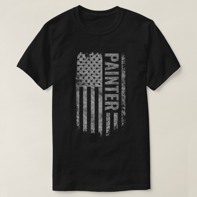 Målare USA Flagga Distressed design T Shirt (Design framsida)