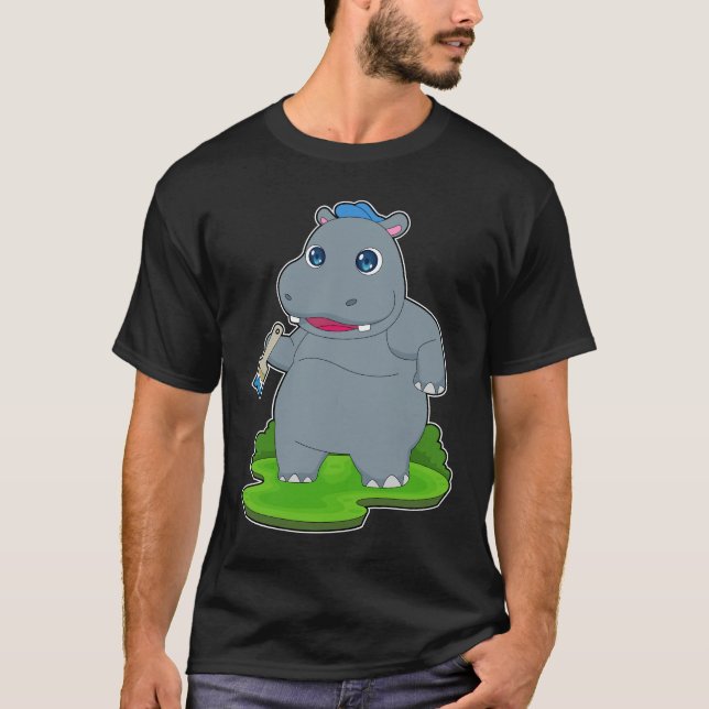 Målaren av flodhästar med pensel målar t shirt (Framsida)