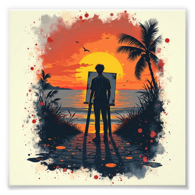 Målaren blev förvånad av målningen fototryck (Framsidan)