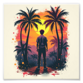 Målaren blev förvånad av målningen fototryck