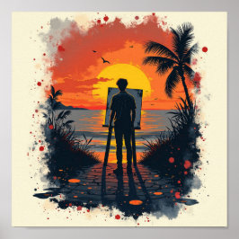 Målaren blev förvånad av målningen poster