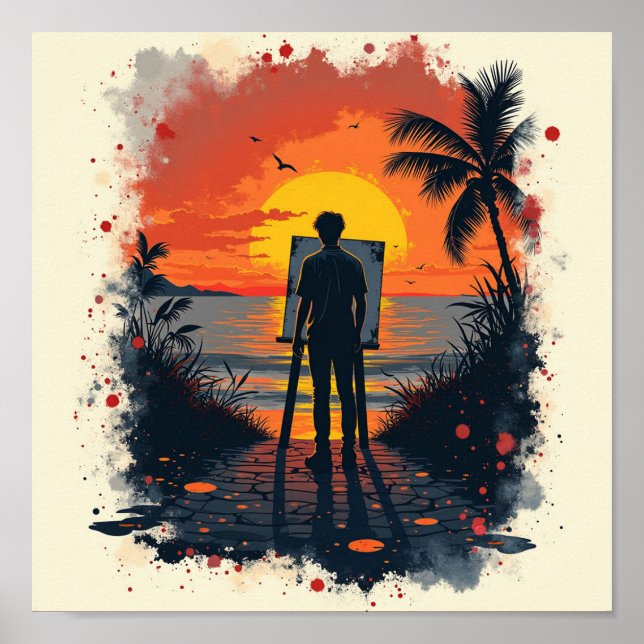 Målaren blev förvånad av målningen poster (Framsidan)