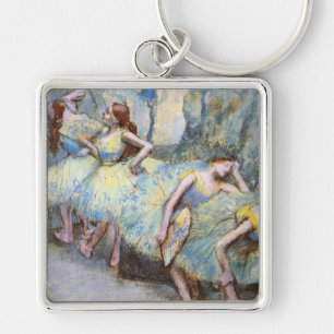 Målarfärg för Degas Ballet Dancer Art Dancers Fyrkantig Silverfärgad Nyckelring