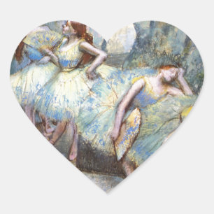 Målarfärg för Degas Ballet Dancer Art Dancers Hjärtformat Klistermärke