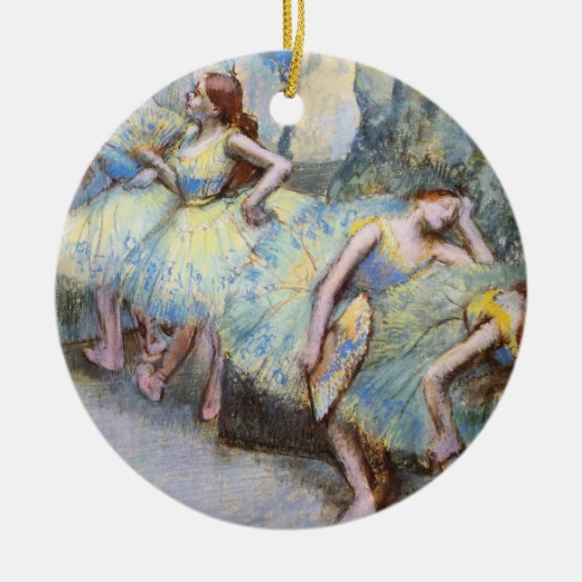 Målarfärg för Degas Ballet Dancer Art Dancers Julgransprydnad Keramik (Framsidan)
