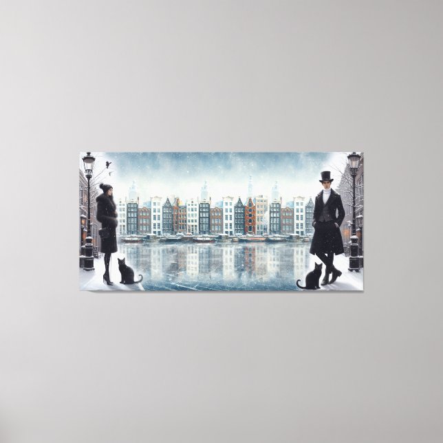 Målarfärg från Amsterdam och moderna mode-modeller Canvastryck (Framsida)