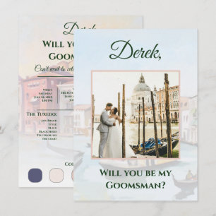 Målarfärg på Venedig Groomsman Frieri fotokort Tilläggskort