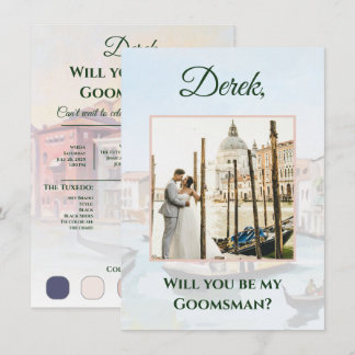 Målarfärg på Venedig Groomsman Frieri fotokort Tilläggskort