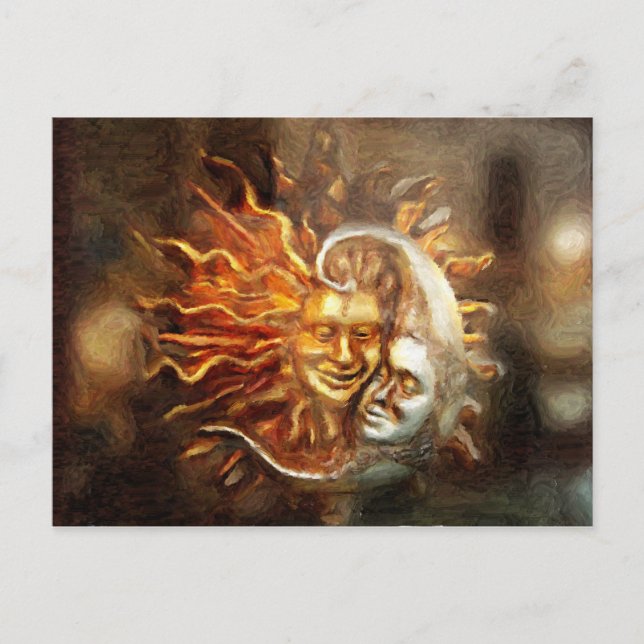 Målarfärg: Solar i Lunar Kärlek Vykort (Framsida)