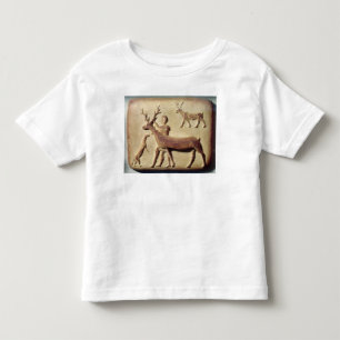 Målarfärg som skildrar en man med hjort tee shirt