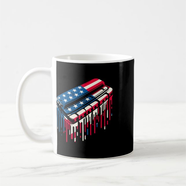 Målarfärgsdropp Munspel Amerikansk USA-flagga 4:e  Kaffemugg (Vänster)