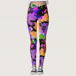 Målarfärgssprutade svarta leggings